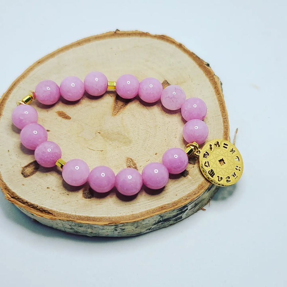 Kunzite Zodiac charm bracelet 10 mm